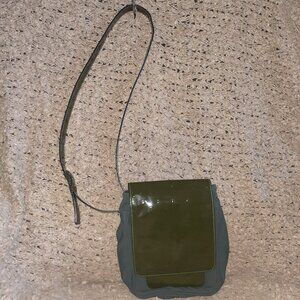 Vintage TRUSSARDI-Green Patent Signature Leather/Nylon-Cross/Shoulder-Excellent